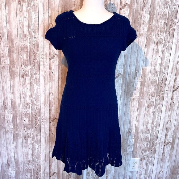 Lauren Ralph Lauren Blue Cap Sleeve Sweater Dress size LP - Picture 1 of 6